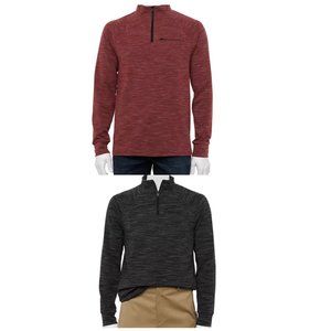 NWOT Men's Apt. 9® Ottoman Quarter-Zip 1/4 Zip Top Black and Burgundy Large